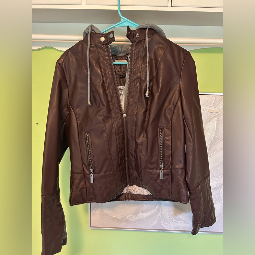 Women’s Fleece Lined Faux Leather Jacket